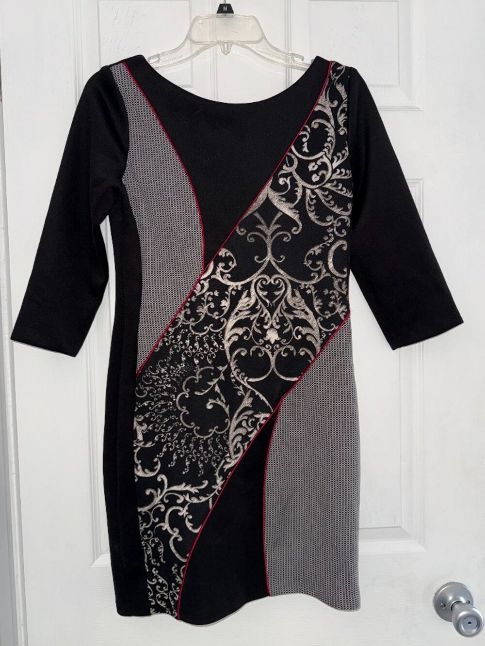 Assymetrical Panel Bodycon Scuba Sheath Dress-Size Medium-Made in Italy